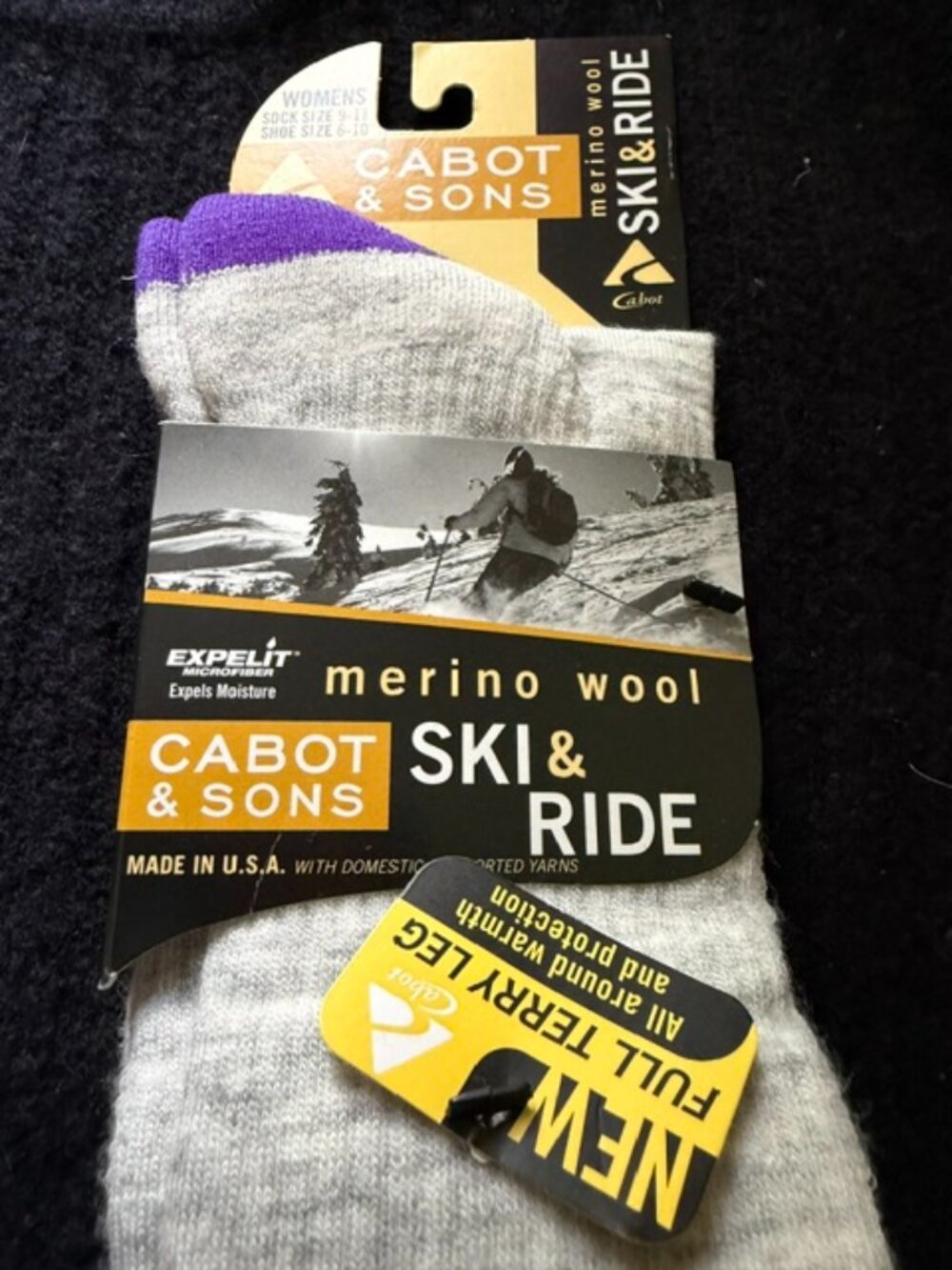 NWT Cabot & Sons Ski and Ride Merino Wool Socks SockSize 9-11 ShoeSize 6-10